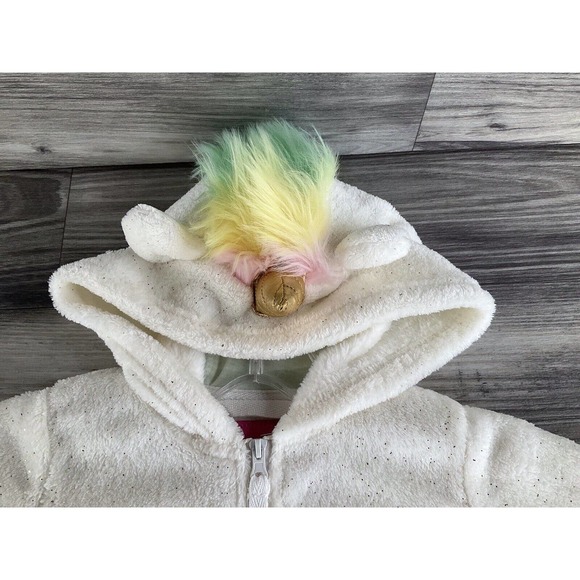 Wippette Kids Faux Fur Girls Zip Up Unicorn Sparkly Jacket Size 12 Months/white. - Picture 7 of 16